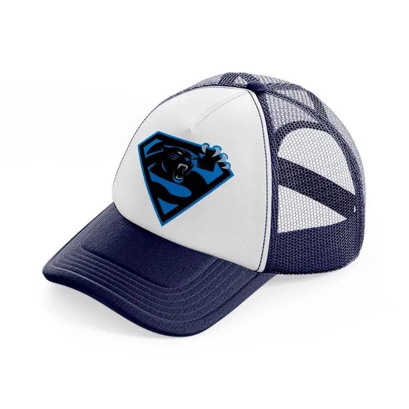 carolina panthers superhero-navy-blue-and-white-trucker-hat