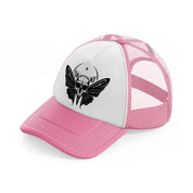 butterfly & skull pink and white trucker hat