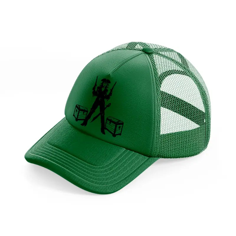 pirate lady-green-trucker-hat