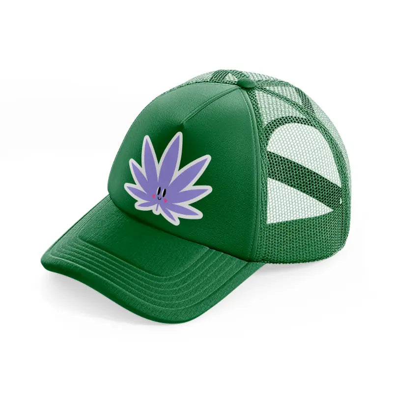 purple leaf-green-trucker-hat