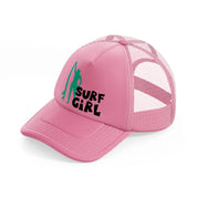 standing surf girl pink trucker hat