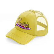 surf girl gold trucker hat