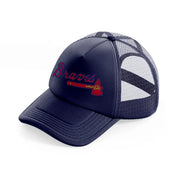 braves logo navy blue trucker hat