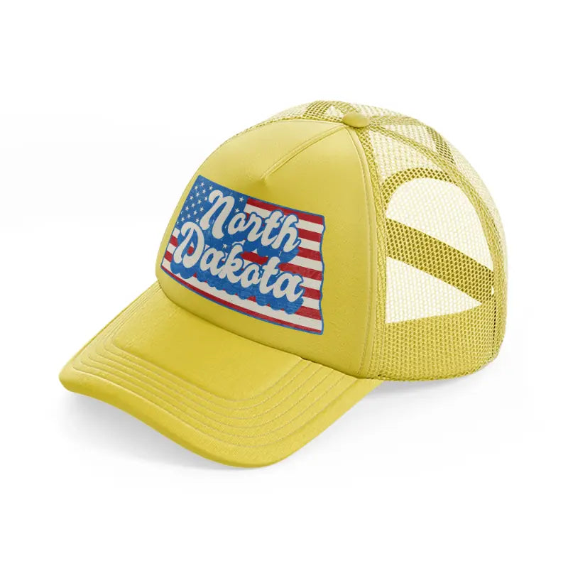 north dakota flag-gold-trucker-hat
