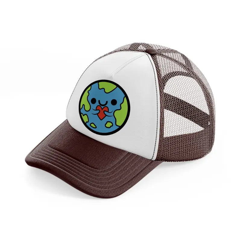 earth love brown trucker hat