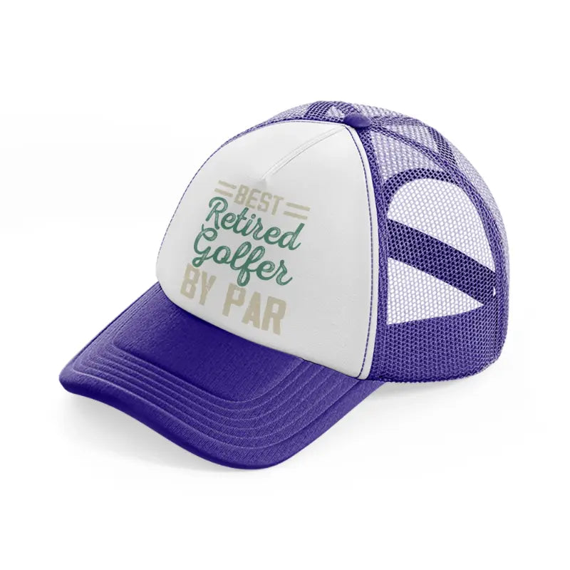 best retired golfer by par grey-purple-trucker-hat