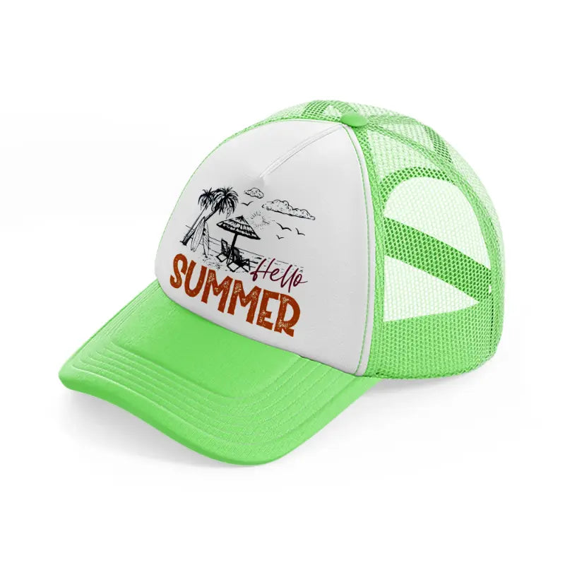 hello summer-lime-green-trucker-hat