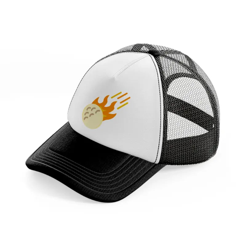 yellow golf ball-black-and-white-trucker-hat