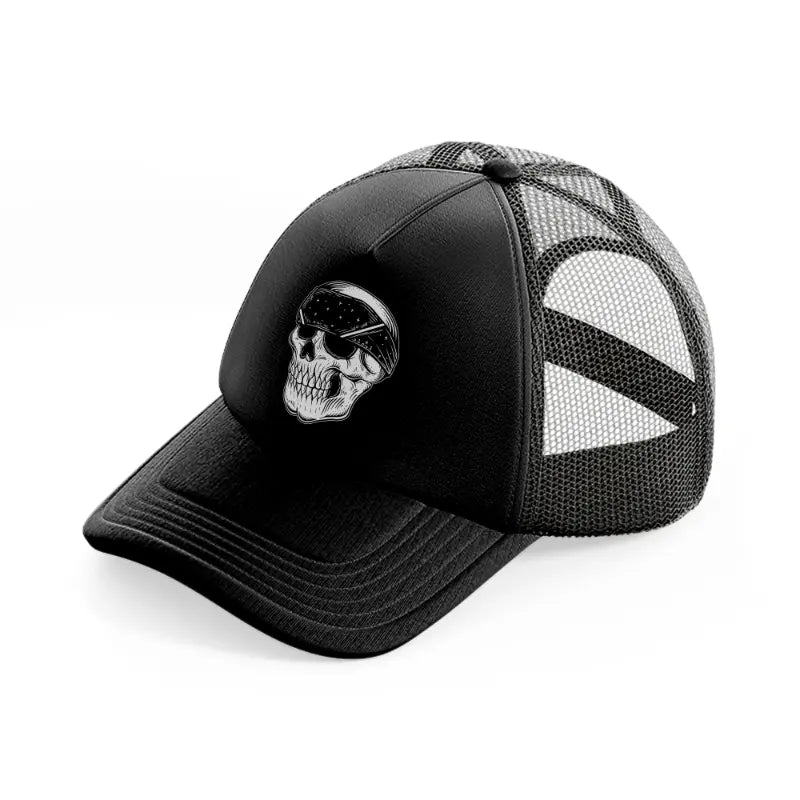 skull gangster with bandana-black-trucker-hat