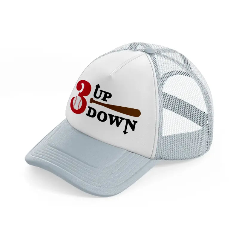 3 up down baseball-grey-trucker-hat