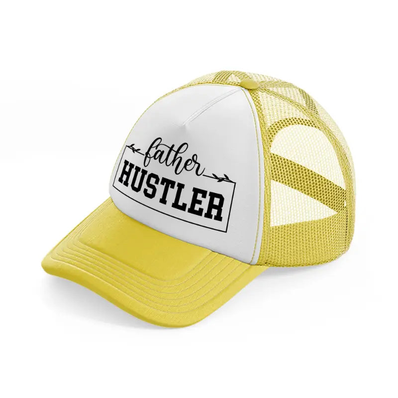 father hustler b&w-yellow-trucker-hat