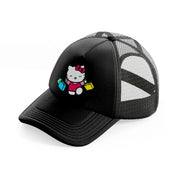 hello kitty happy shopping black trucker hat