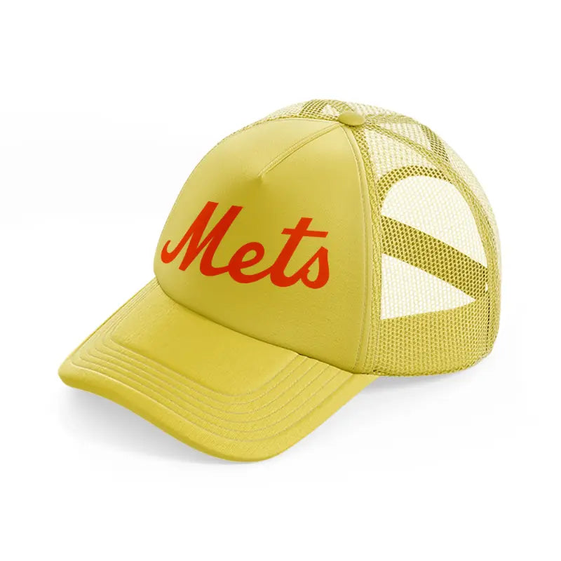 new york mets orange emblem-gold-trucker-hat