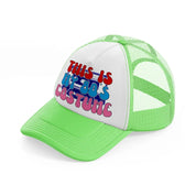 this is my 80s costume -lime-green-trucker-hat