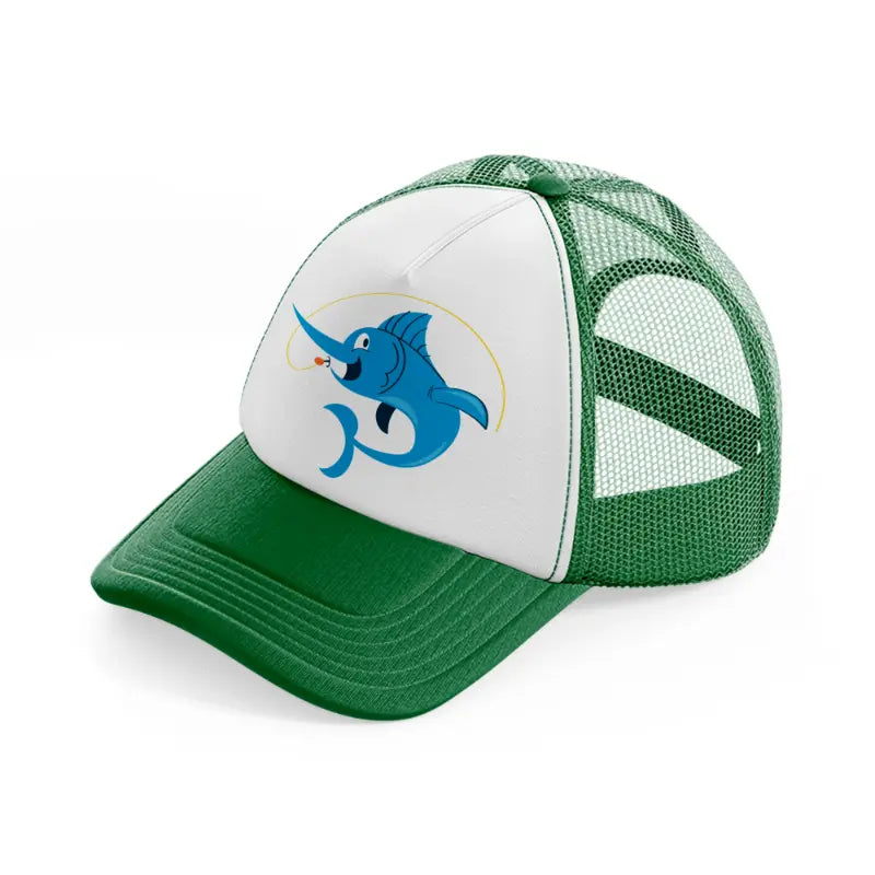 fishing fish green and white trucker hat