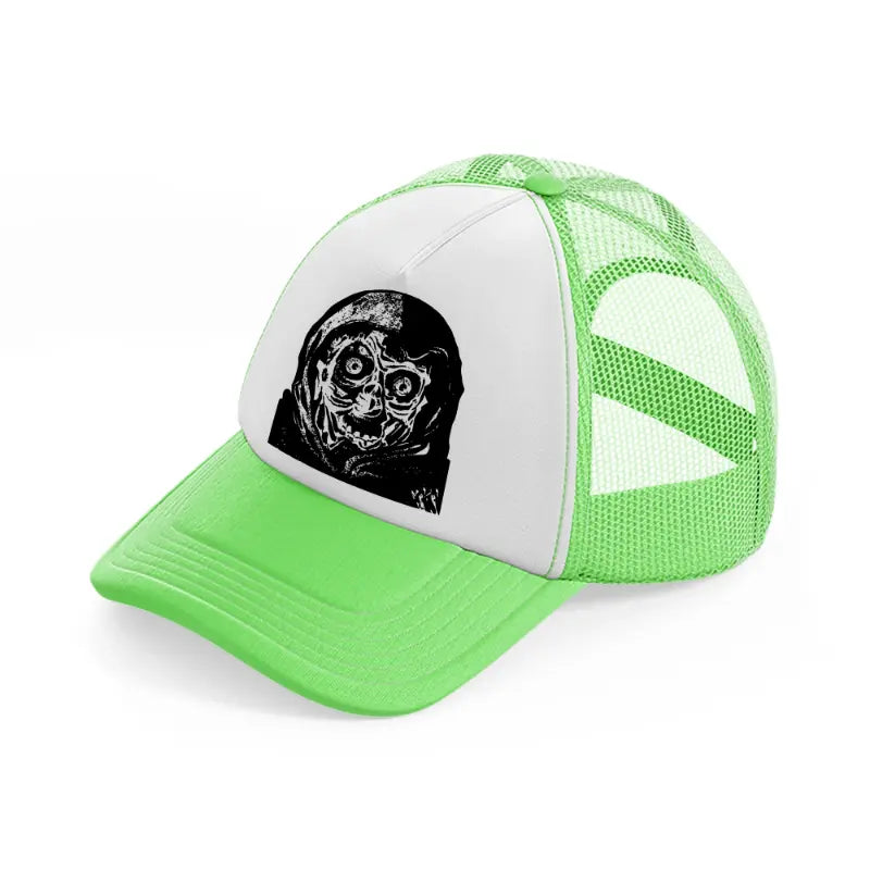 halloween ghost lime green trucker hat