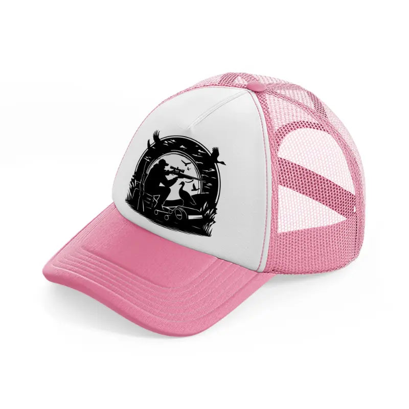 bird hunter-pink-and-white-trucker-hat
