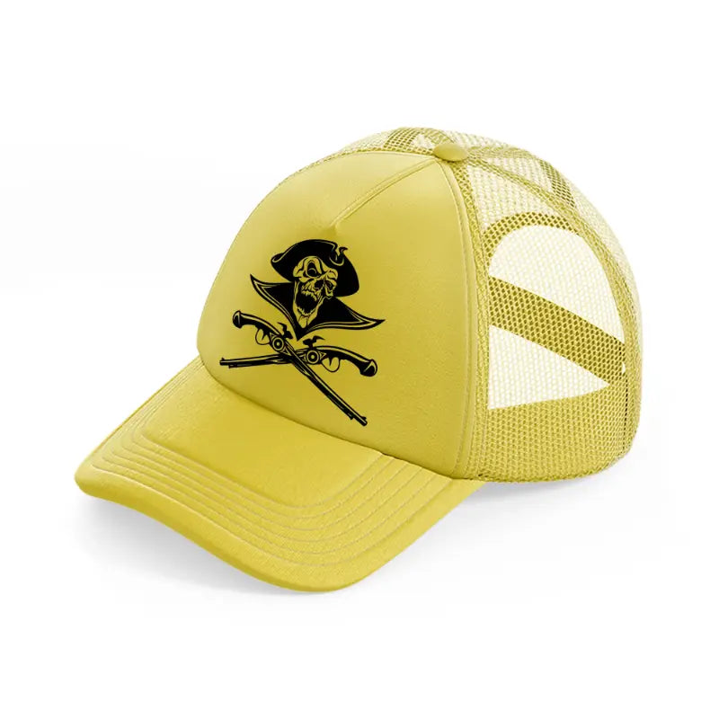 skull & guns gold trucker hat