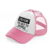 too hot to handle pink and white trucker hat