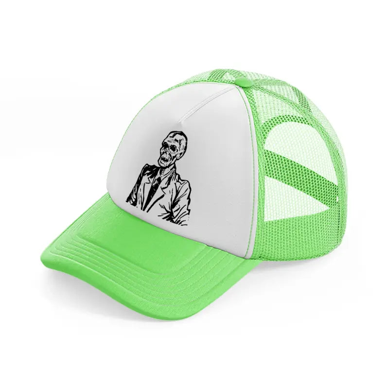 zombie in suit-lime-green-trucker-hat