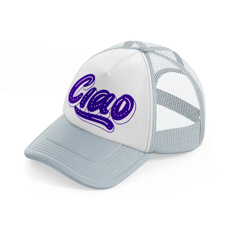 ciao purple grey trucker hat