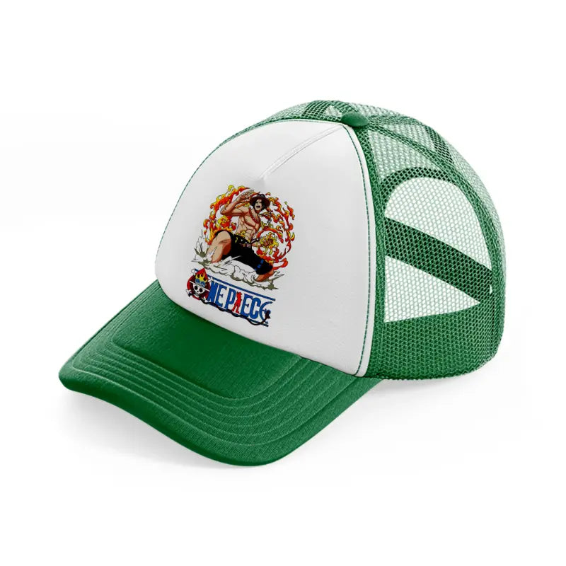 ace one piece-green-and-white-trucker-hat