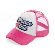 peace out neon pink trucker hat