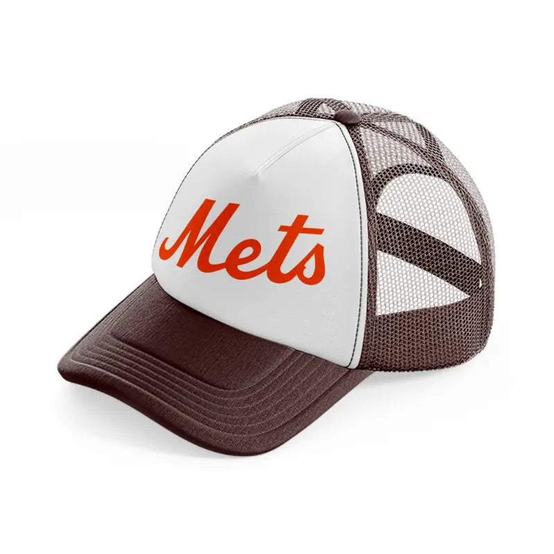 new york mets orange emblem-brown-trucker-hat