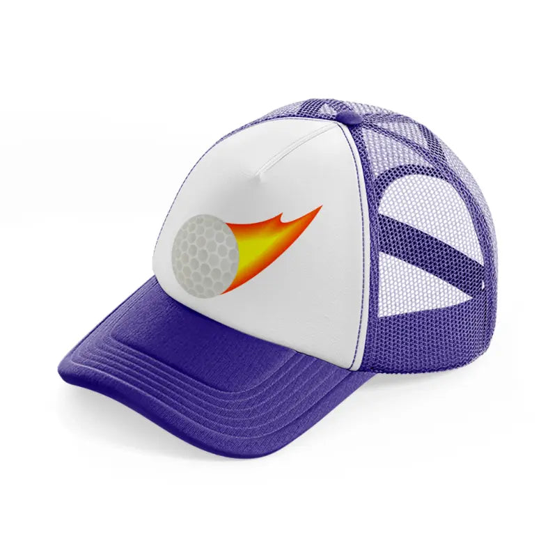 golf ball fire purple trucker hat