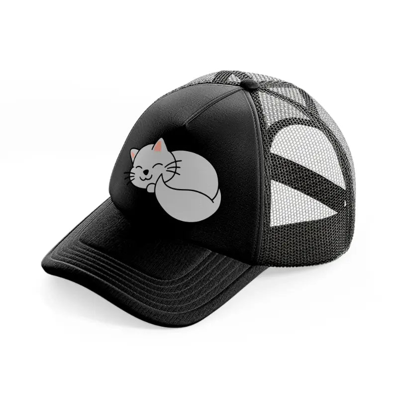 fluffy cat-black-trucker-hat