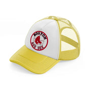 boston red sox retro badge yellow trucker hat