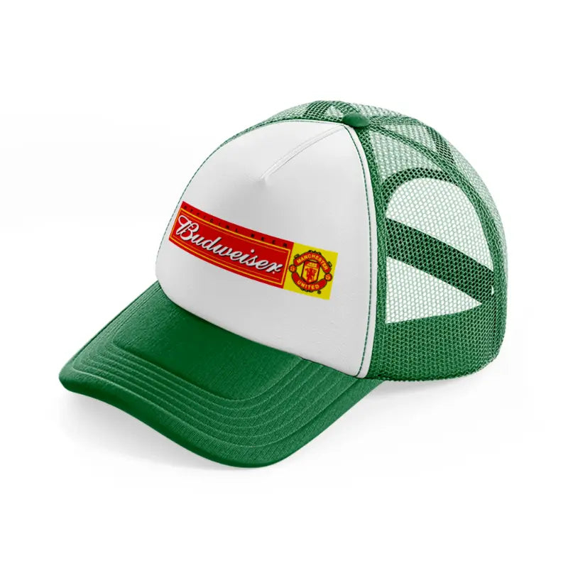 budweiser manchester united-green-and-white-trucker-hat
