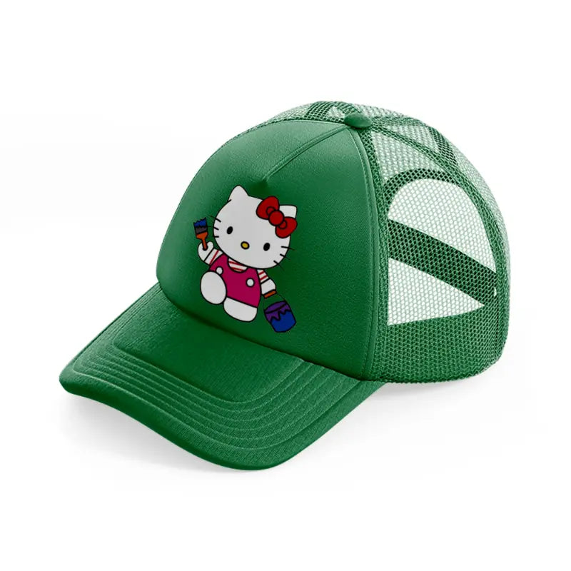 hello kitty painter-green-trucker-hat