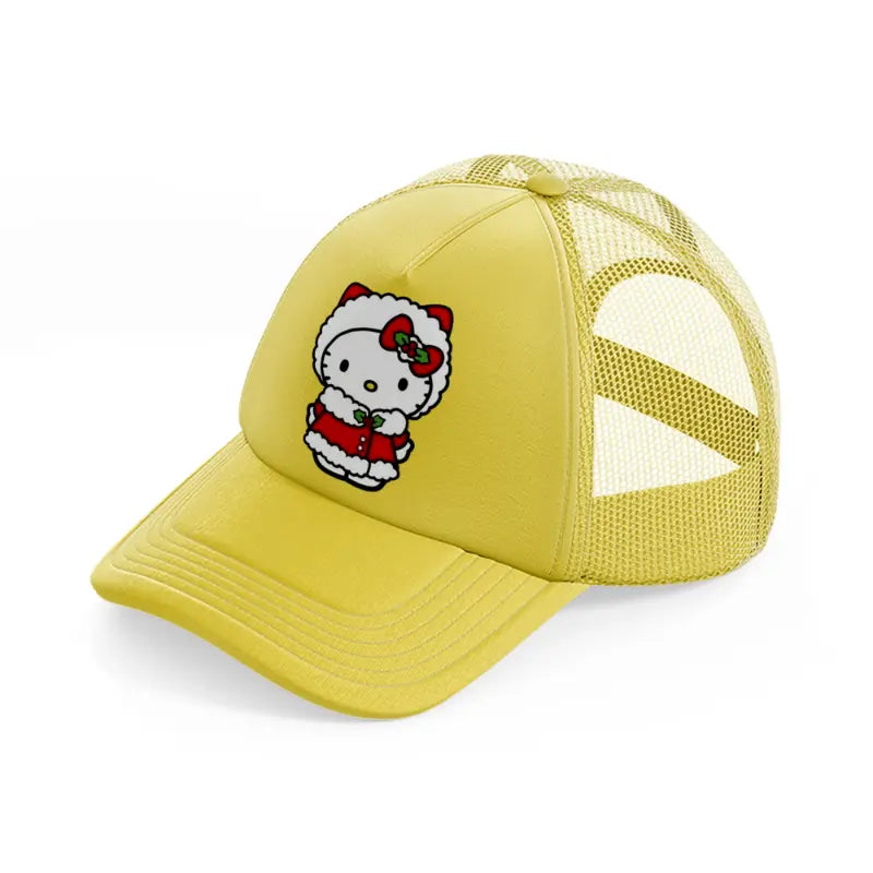 hello kitty christmas gold trucker hat