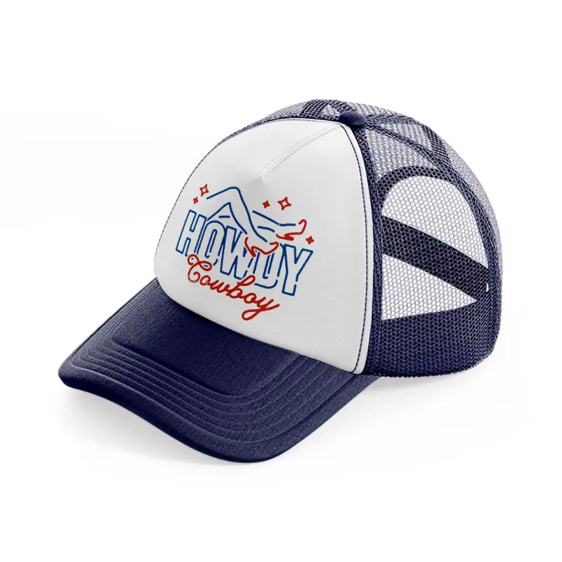 howdy cowboy-navy-blue-and-white-trucker-hat