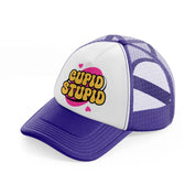 cupid stupid purple trucker hat