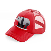 002 panda bear red trucker hat