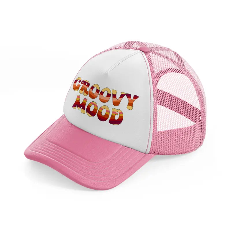 groovy quotes 15 pink and white trucker hat