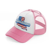 louisiana flag-pink-and-white-trucker-hat