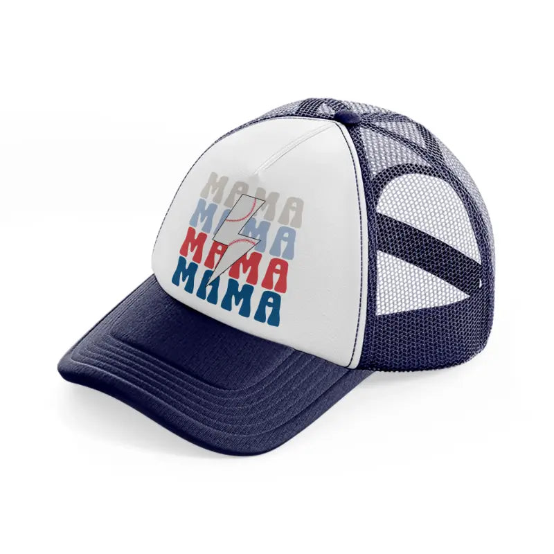 baseball mama mama-navy-blue-and-white-trucker-hat