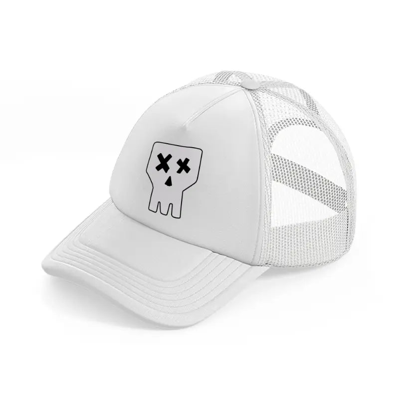 knock off skull-white-trucker-hat