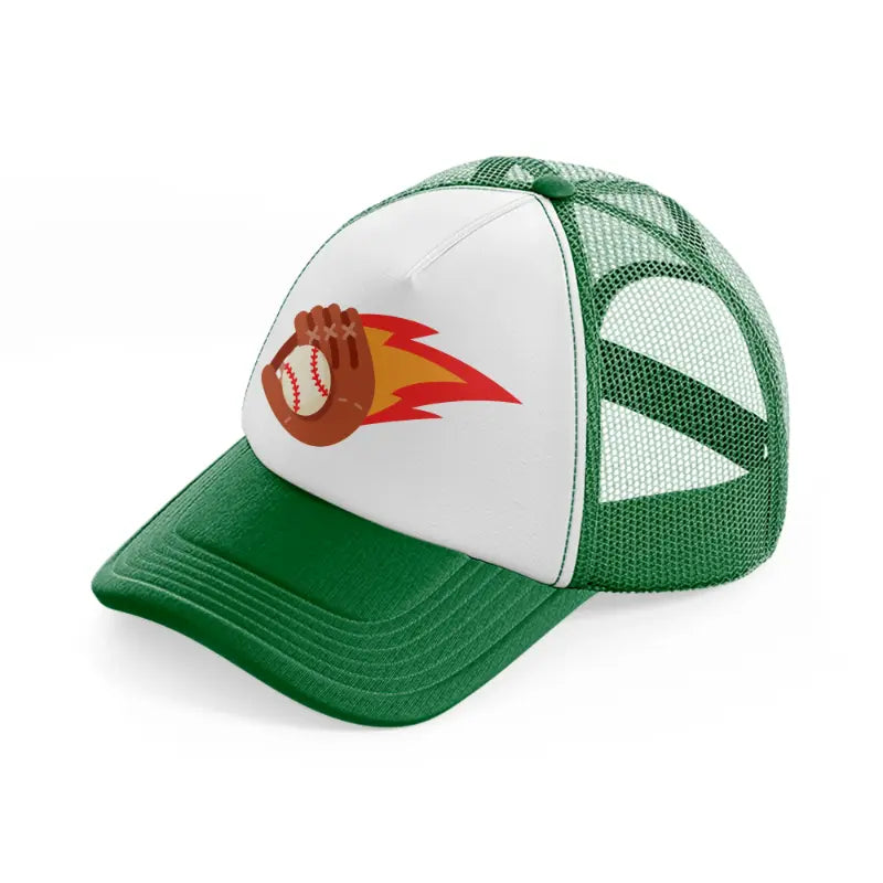 baseball catch green and white trucker hat