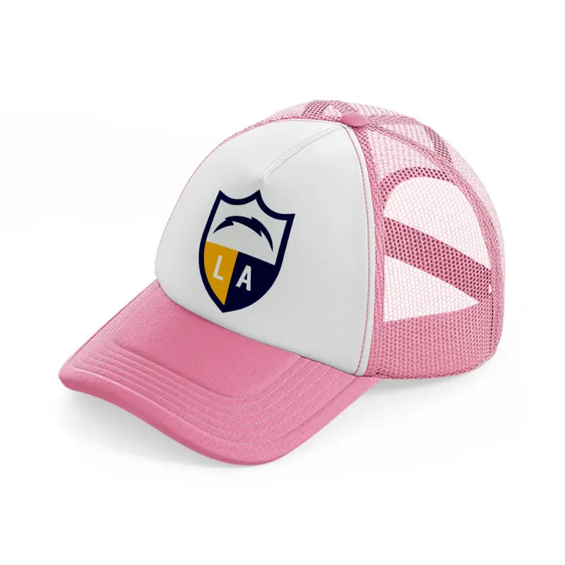los angeles chargers sport badge-pink-and-white-trucker-hat