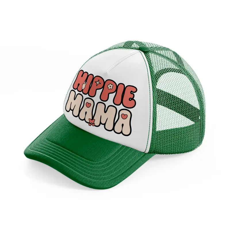 hippie mama (1)-green-and-white-trucker-hat