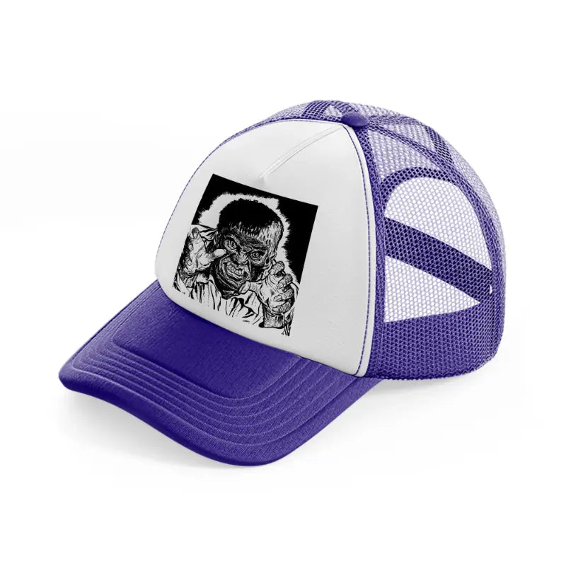 handsy monster-purple-trucker-hat