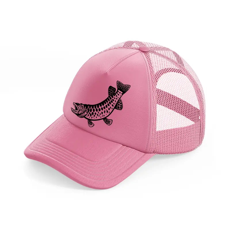 muskellunge fish-pink-trucker-hat