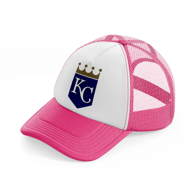 kansas city badge-neon-pink-trucker-hat