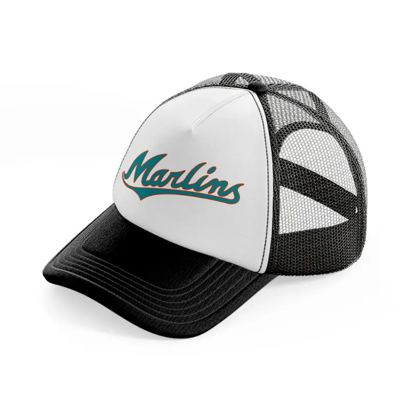 miami marlins-black-and-white-trucker-hat