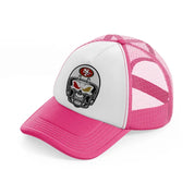 49ers skeleton helmet-neon-pink-trucker-hat