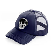 skull gangster with bandana navy blue trucker hat